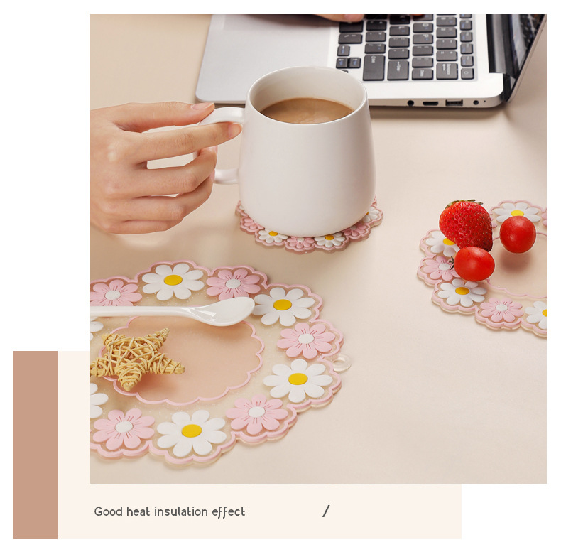 Fresh Silicone Thermal-Insulation Mat PVC Dinning Table Placemat High-Temperature Resistance Anti-Scald Potholder Little Daisy Cup Coaster Fresh Silicone Thermal-Insulation Mat PVC Dinning Table Placemat High-Temperature Resistance Anti-Scald Potholder Little Daisy Cup Coaster