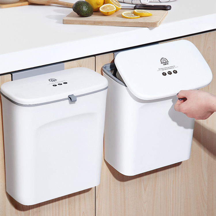 Kitchen Wall-Mounted Trash Can Wholesale with Lid Domestic Toilet Creative Living Room Dust Basket + Garbage Bag Combination