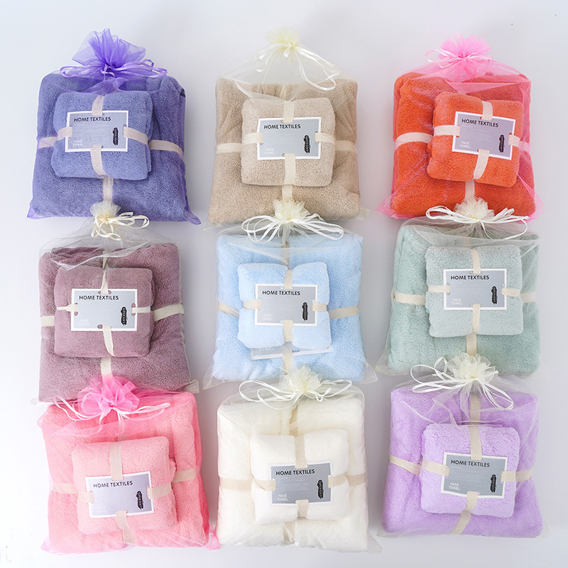 High density coral wool mother set towel towel towel set fine packaging gift customized microfiber can be LOGO High density coral wool mother set towel towel towel set fine packaging gift customized microfiber can be LOGO