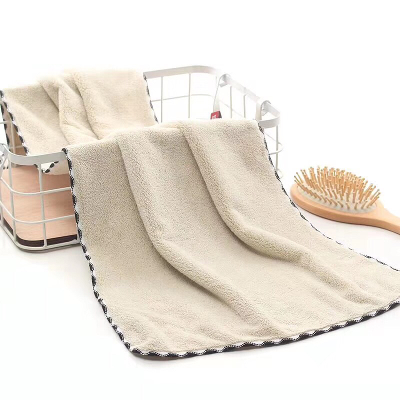 Coral velvet towel polyester brocade super absorbent lace hair towel bear towel gift 35*75