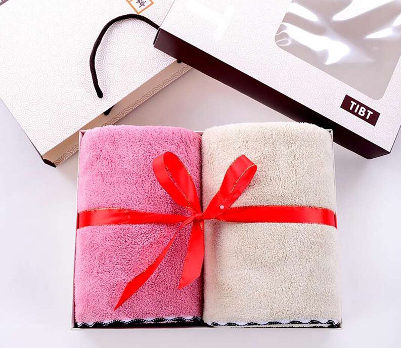 Coral velvet towel polyester brocade super absorbent lace hair towel bear towel gift 35*75