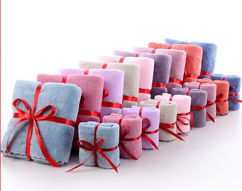 Coral velvet towel polyester brocade super absorbent lace hair towel bear towel gift 35*75