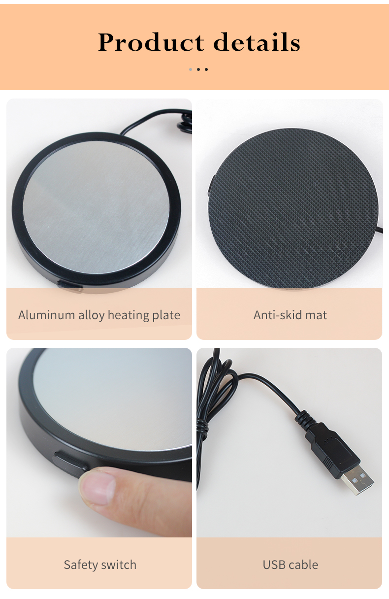 Thermal Cup Pad USB Heating Coaster Metal Base 90 Degree Coffee Milk Vacuum Dish Cup Warming Holder Gift Thermal Cup Pad USB Heating Coaster Metal Base 90 Degree Coffee Milk Vacuum Dish Cup Warming Holder Gift