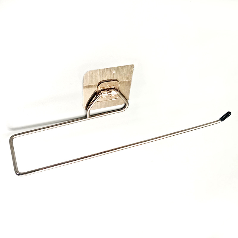 Bathroom Towel Rack Stainless Steel Single Buckle Punch-Free Kitchen Towel Rack Roll Stand Plastic Wrap Rag Storage Rack