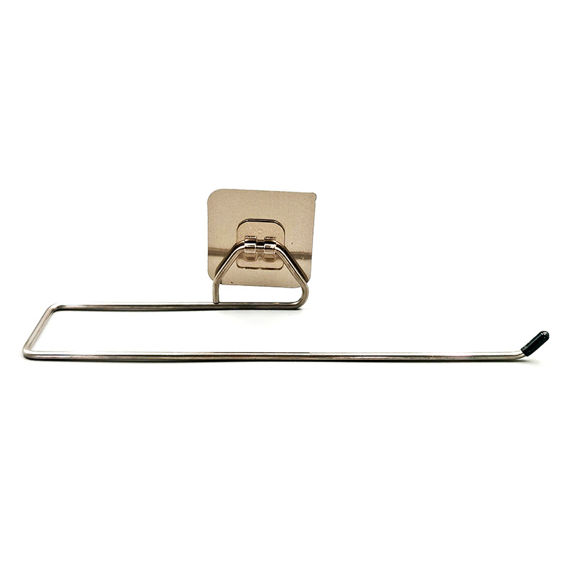 Bathroom Towel Rack Stainless Steel Single Buckle Punch-Free Kitchen Towel Rack Roll Stand Plastic Wrap Rag Storage Rack