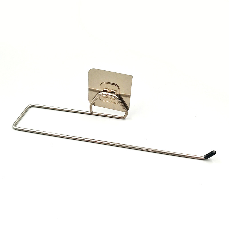 Bathroom Towel Rack Stainless Steel Single Buckle Punch-Free Kitchen Towel Rack Roll Stand Plastic Wrap Rag Storage Rack