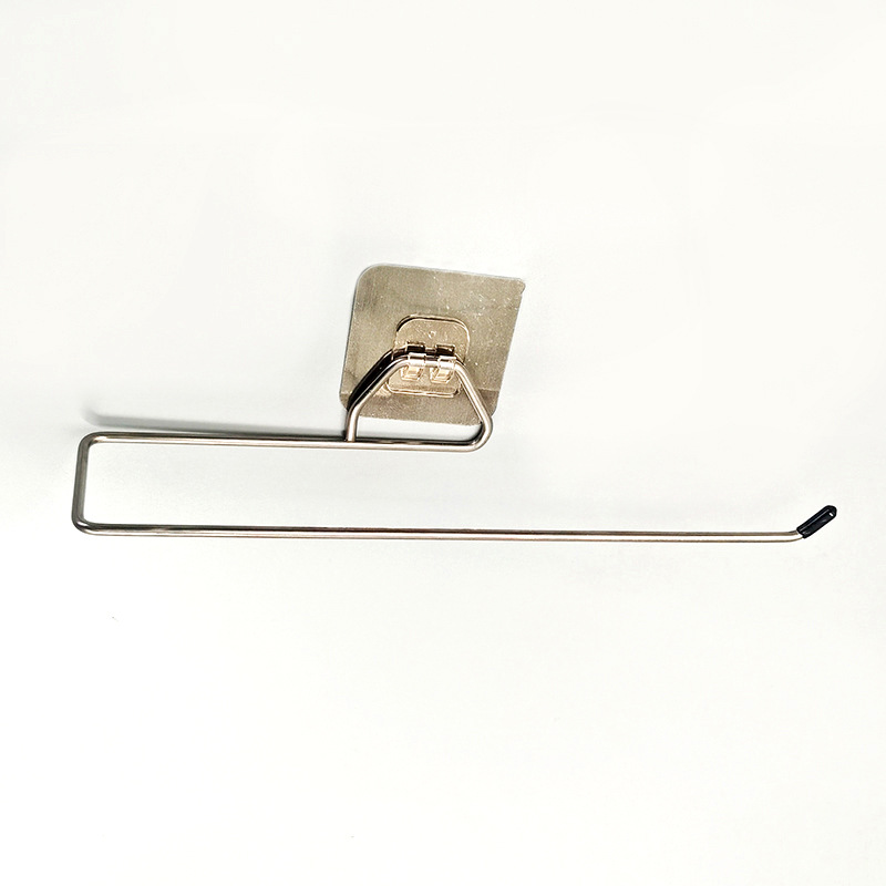 Bathroom Towel Rack Stainless Steel Single Buckle Punch-Free Kitchen Towel Rack Roll Stand Plastic Wrap Rag Storage Rack