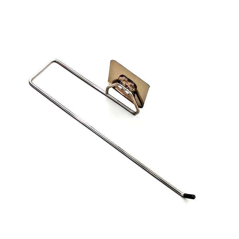 Bathroom Towel Rack Stainless Steel Single Buckle Punch-Free Kitchen Towel Rack Roll Stand Plastic Wrap Rag Storage Rack