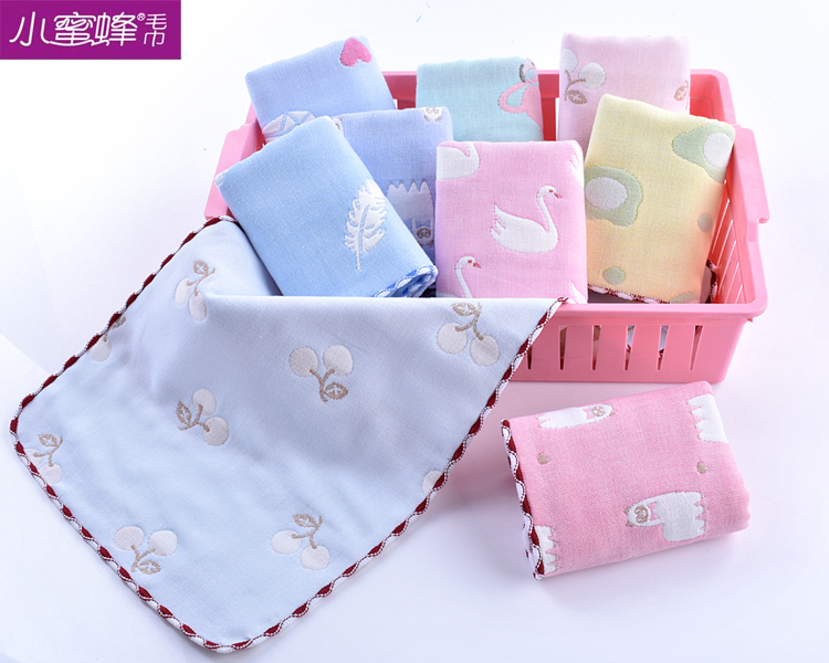 Six layers of multicolored cartoon towel small animal towel small bee towel