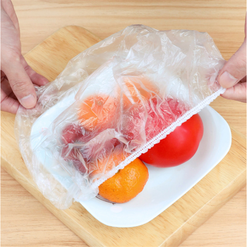 Household Kitchen 100 PCs Disposable Food Cover Disposable Bowl Cover Dust Cover Transparent Food Cover Plastic Wrap