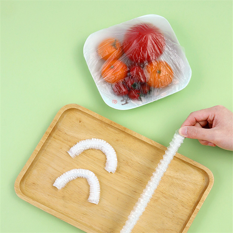 Household Kitchen 100 PCs Disposable Food Cover Disposable Bowl Cover Dust Cover Transparent Food Cover Plastic Wrap