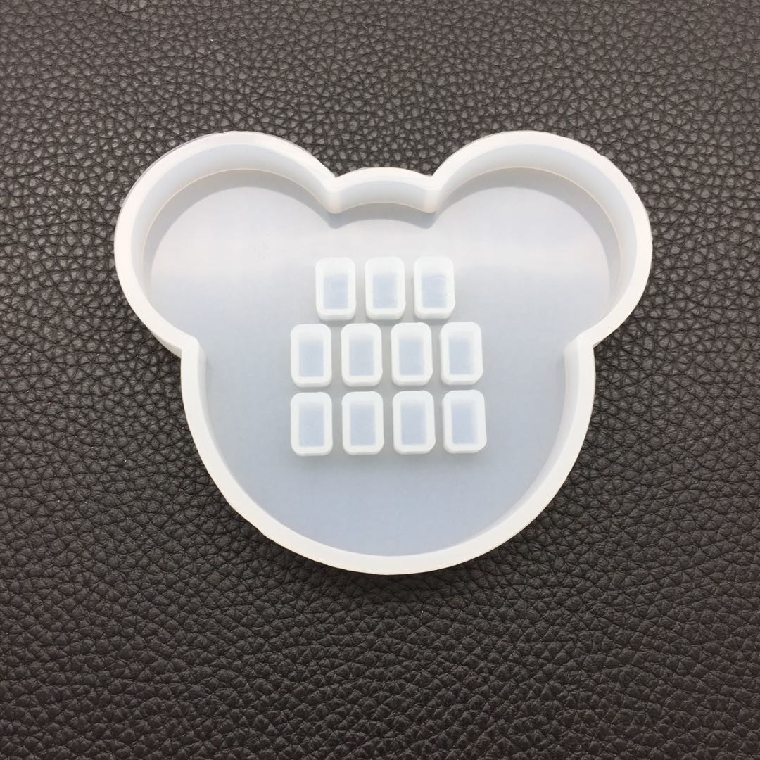 DIY Crystal Glue Mold Cute Bear Head Mold Digital Stop Sign Temporary Parking Card Handmade Epoxy Mold Table