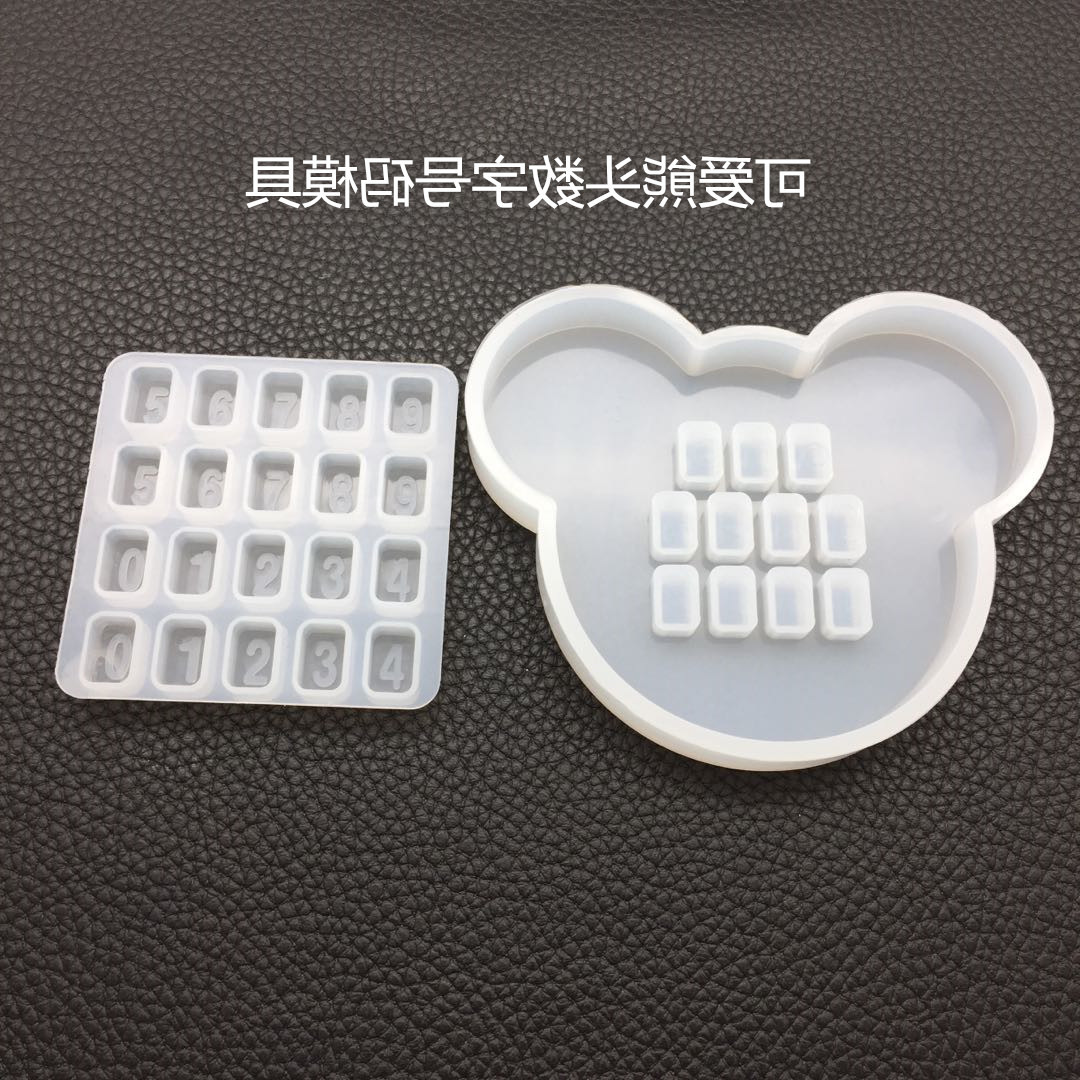 DIY Crystal Glue Mold Cute Bear Head Mold Digital Stop Sign Temporary Parking Card Handmade Epoxy Mold Table