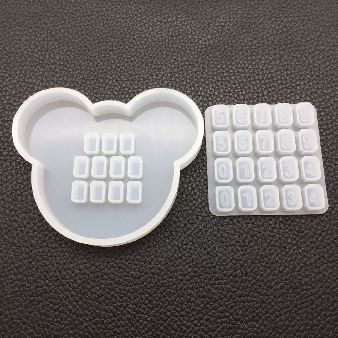DIY Crystal Glue Mold Cute Bear Head Mold Digital Stop Sign Temporary Parking Card Handmade Epoxy Mold Table DIY Crystal Glue Mold Cute Bear Head Mold Digital Stop Sign Temporary Parking Card Handmade Epoxy Mold Table