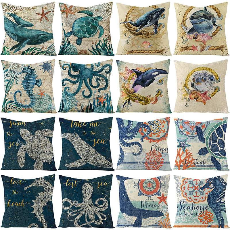 Marine Flax Pillow Cover Graphic Customization Car Cushion Cushion Cover