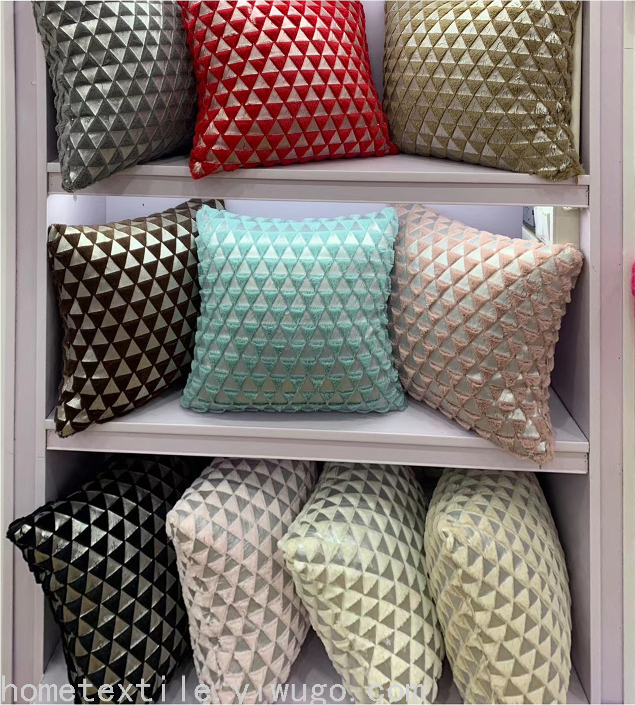Triangle Hot Silver Plush Pillow Feather Bronzing Pillow Cover Household Supplies Pvvelvet Cushion Cover Plush Pillow