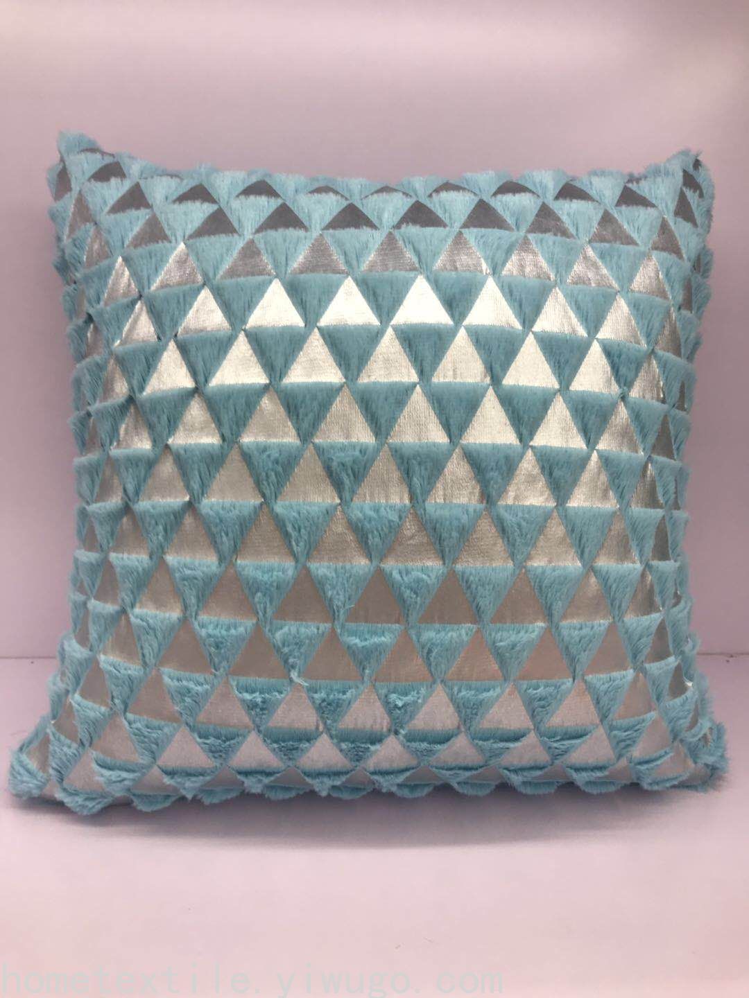 Triangle Hot Silver Plush Pillow Feather Bronzing Pillow Cover Household Supplies Pvvelvet Cushion Cover Plush Pillow