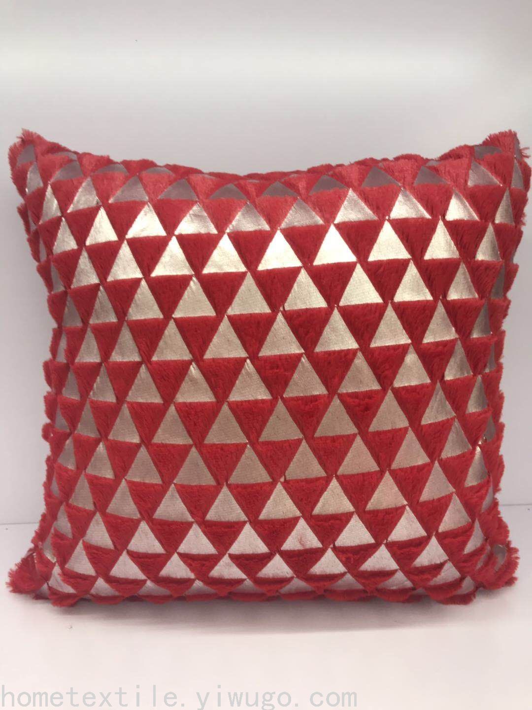 Triangle Hot Silver Plush Pillow Feather Bronzing Pillow Cover Household Supplies Pvvelvet Cushion Cover Plush Pillow