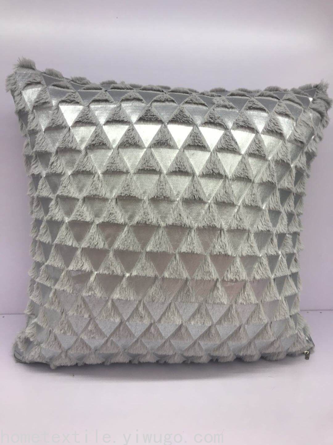 Triangle Hot Silver Plush Pillow Feather Bronzing Pillow Cover Household Supplies Pvvelvet Cushion Cover Plush Pillow