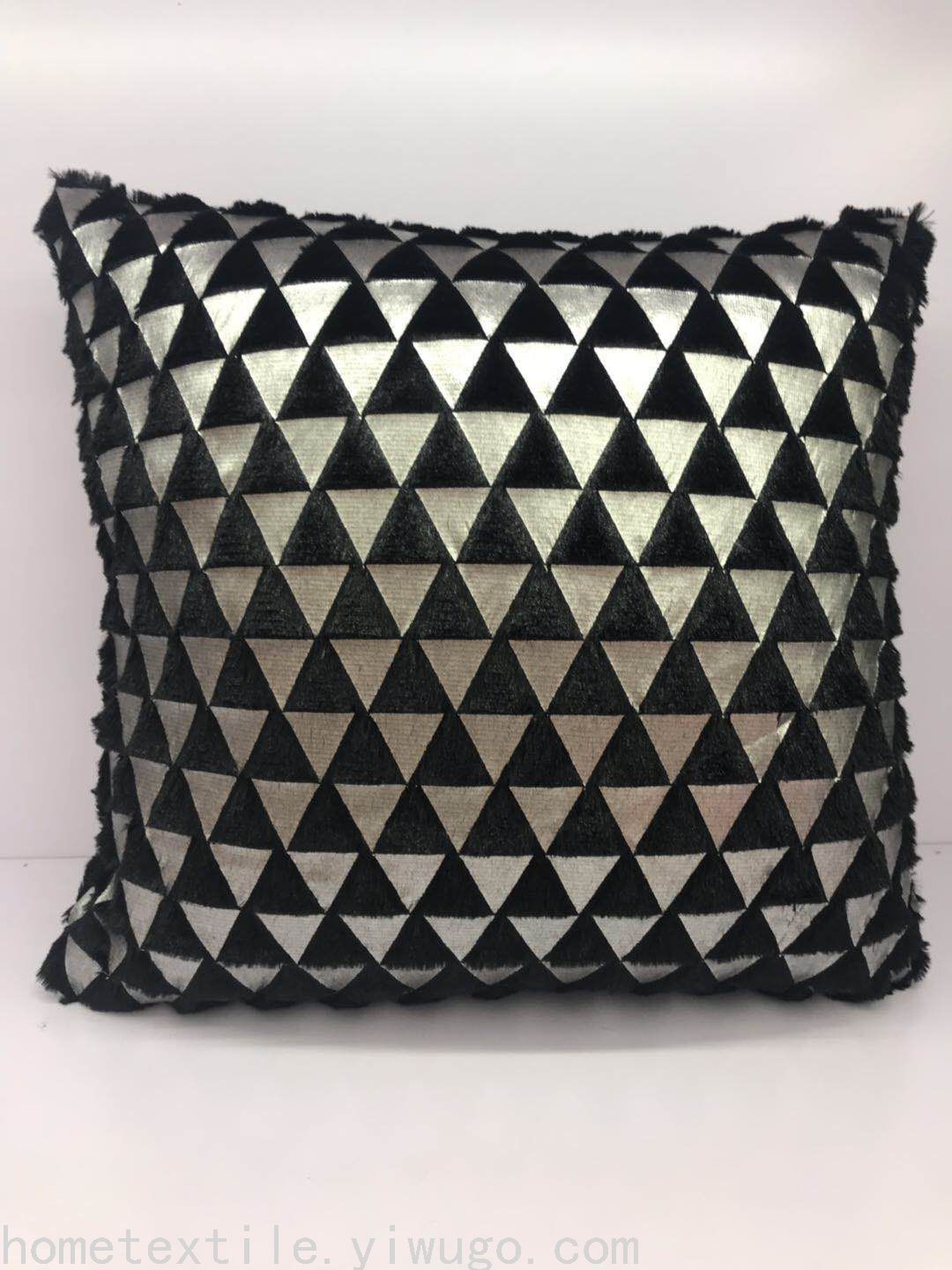 Triangle Hot Silver Plush Pillow Feather Bronzing Pillow Cover Household Supplies Pvvelvet Cushion Cover Plush Pillow