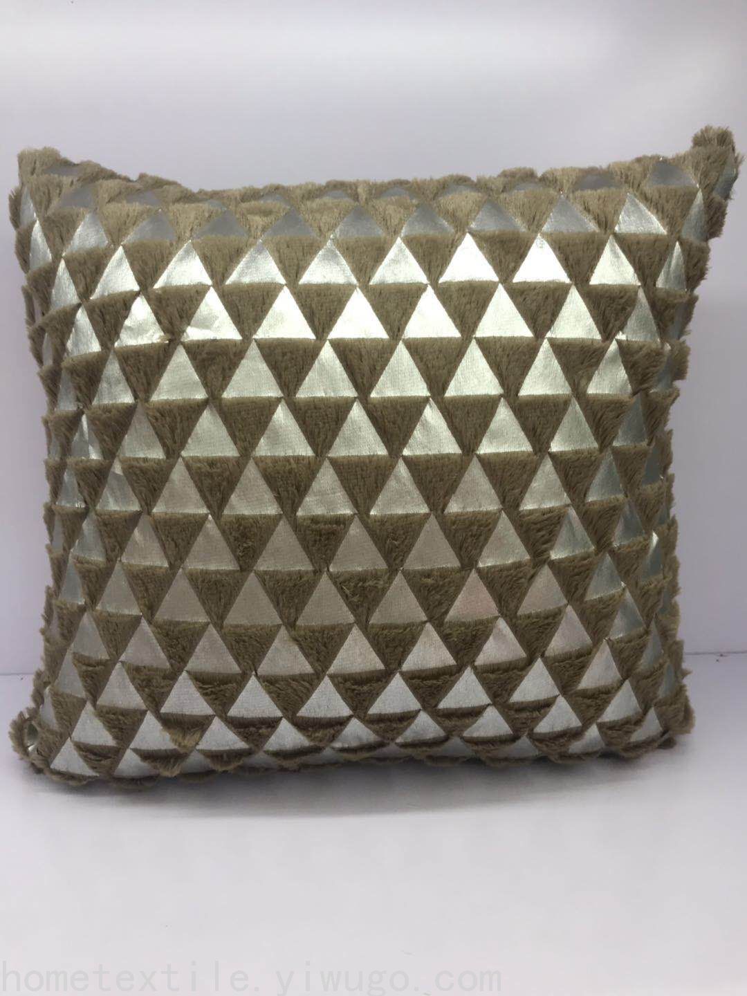 Triangle Hot Silver Plush Pillow Feather Bronzing Pillow Cover Household Supplies Pvvelvet Cushion Cover Plush Pillow