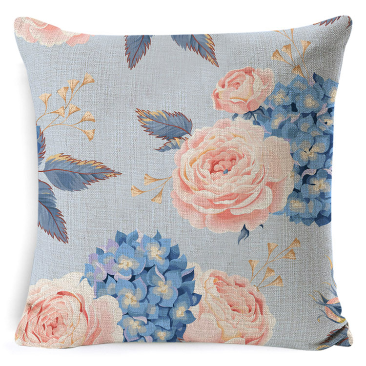 Yiwu Factory Cross-Border Hot Rose DIY Cushion OEM Processing Graphic Customization Home Back Cushion Throw Pillow with Core