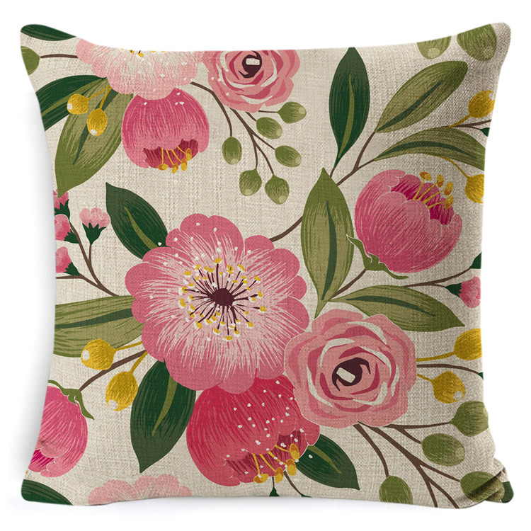Yiwu Factory Cross-Border Hot Rose DIY Cushion OEM Processing Graphic Customization Home Back Cushion Throw Pillow with Core