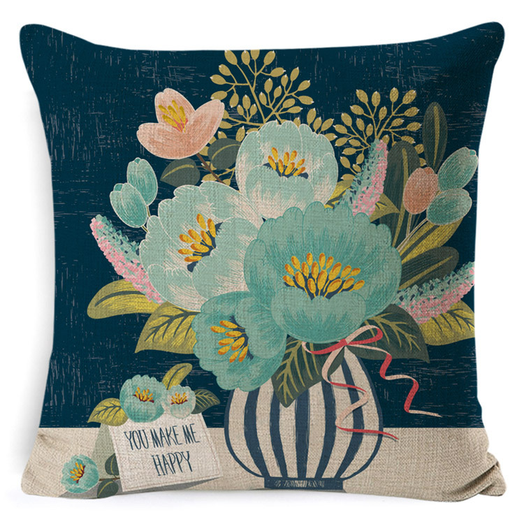 Yiwu Factory Cross-Border Hot Rose DIY Cushion OEM Processing Graphic Customization Home Back Cushion Throw Pillow with Core