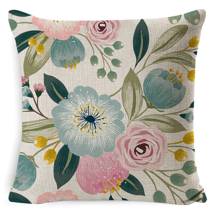 Yiwu Factory Cross-Border Hot Rose DIY Cushion OEM Processing Graphic Customization Home Back Cushion Throw Pillow with Core