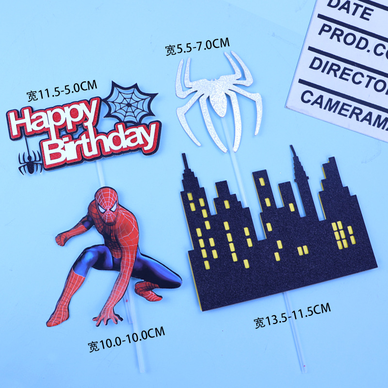 Baking Cake Topper Cartoon Spider Plug-in House Double-Layer Room Card Dessert Table Scene Party Dress up