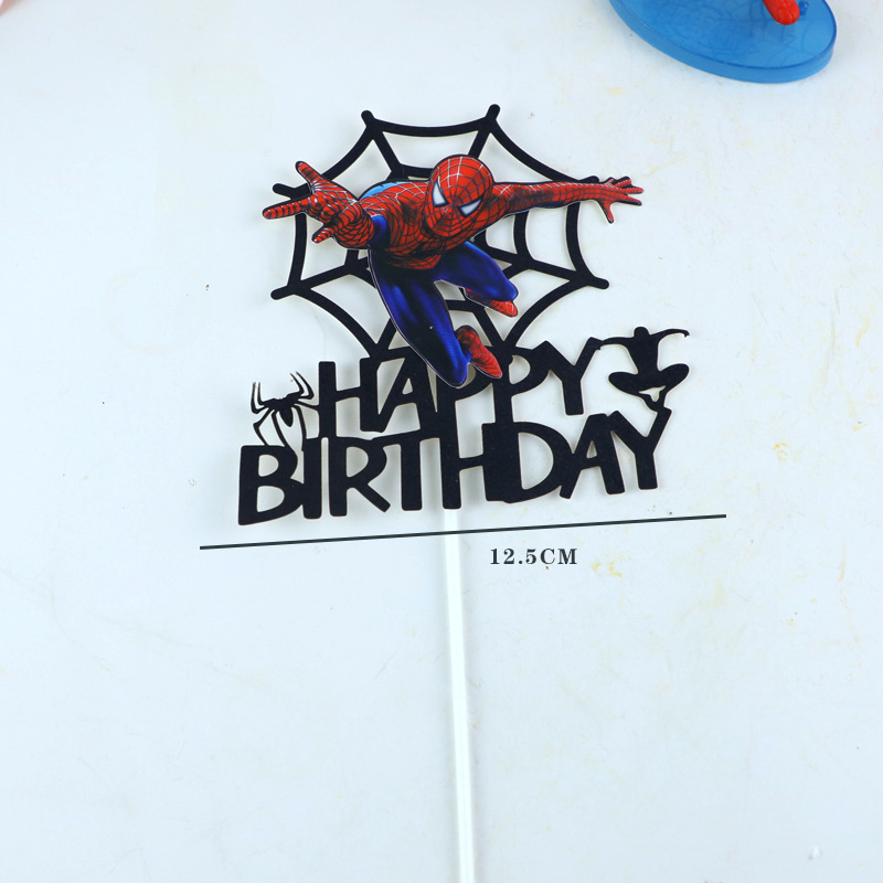 Baking Cake Topper Cartoon Spider Plug-in House Double-Layer Room Card Dessert Table Scene Party Dress up