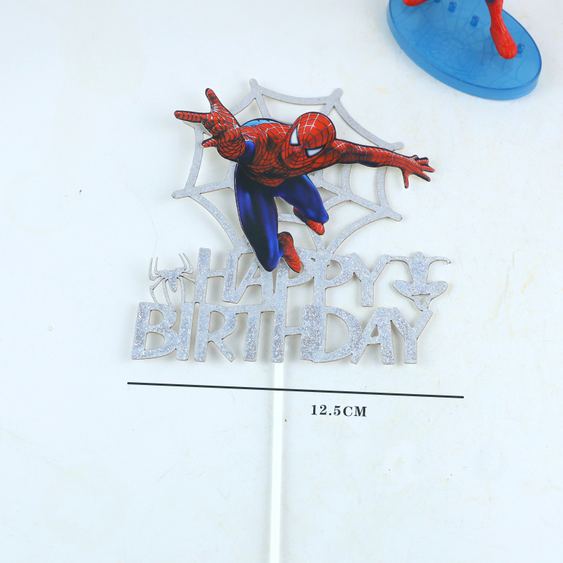 Baking Cake Topper Cartoon Spider Plug-in House Double-Layer Room Card Dessert Table Scene Party Dress up