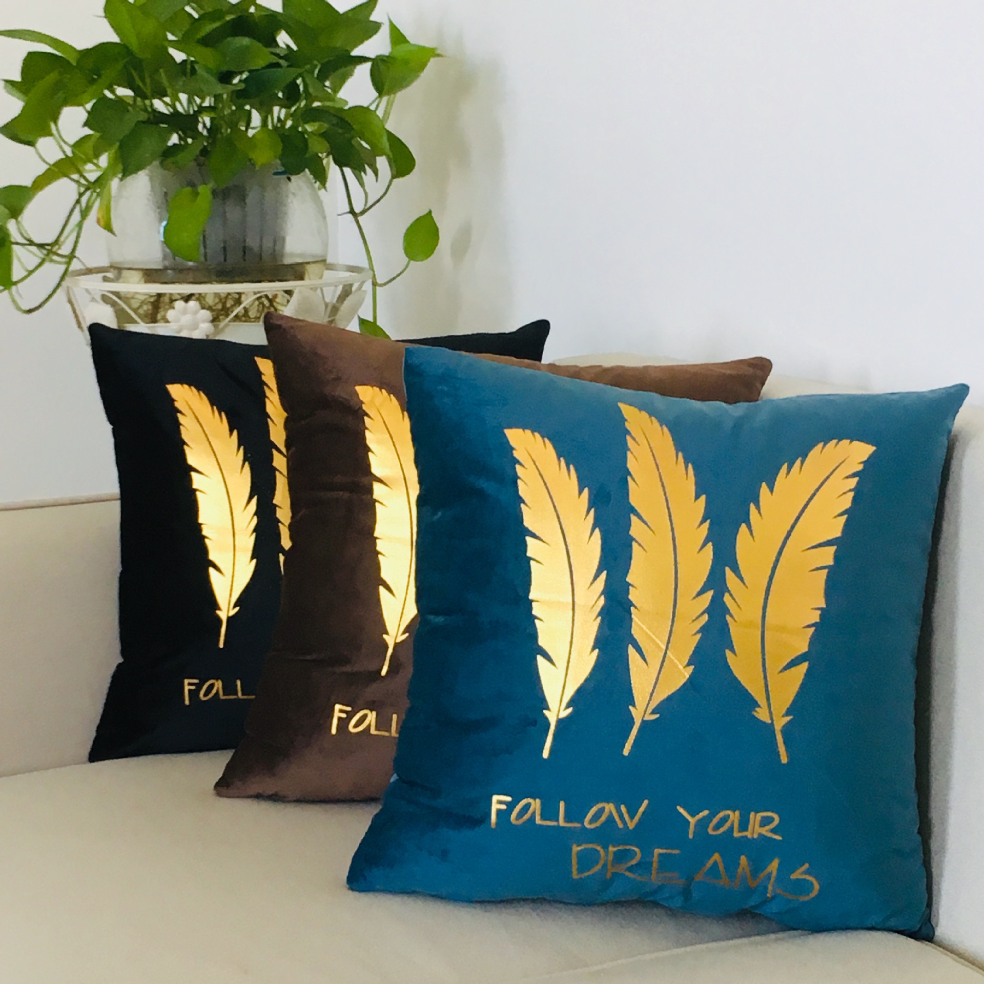 Haona Supplies Cross-Border Amazon Hot Household Supplies Car and Sofa Office Creativity Gilding Throw Pillow Cushion Cover