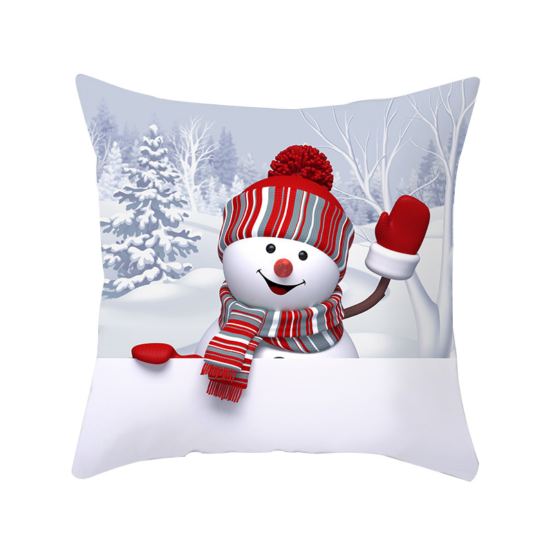 Christmas Snowman Linen Pillow Cover Home Sofa Cushion Cushion Cover Cross-Border Hot Sale Pillow Cover