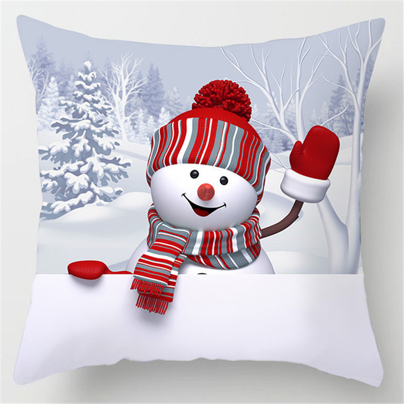 Christmas Snowman Linen Pillow Cover Home Sofa Cushion Cushion Cover Cross-Border Hot Sale Pillow Cover
