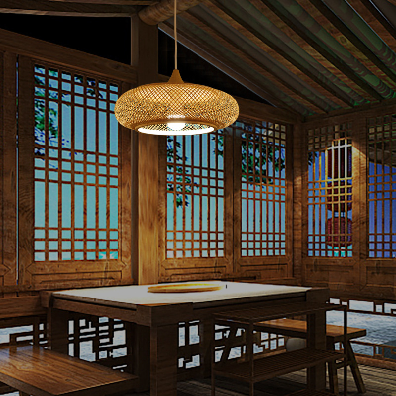 Nordic Single-Head Restaurant Chandelier Designer&#039;s Lamp Tea Room Guesthouse Decoration Card Holder Dining Table Lamp Bamboo Lamp