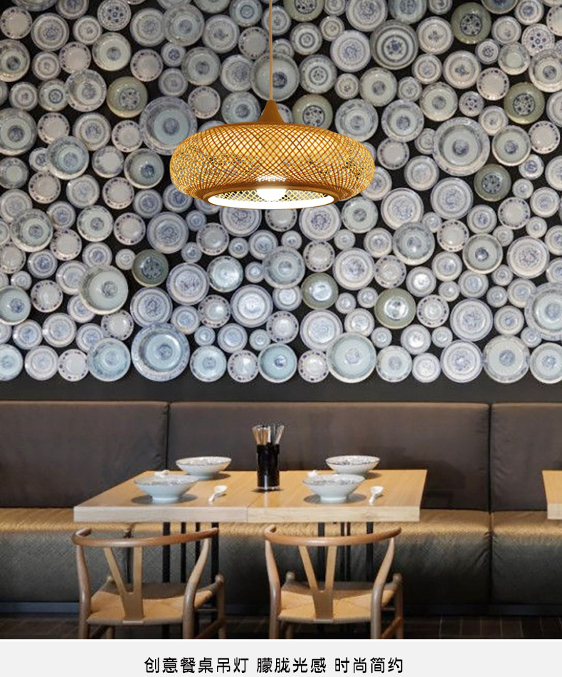 Nordic Single-Head Restaurant Chandelier Designer's Lamp Tea Room Guesthouse Decoration Card Holder Dining Table Lamp Bamboo Lamp