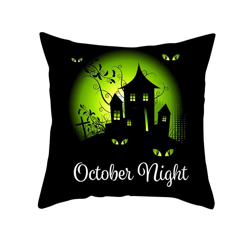 Dark Castle Halloween Pillow Cover 2021 Amazon Household Goods Cartoon Cat Printed Cushion Throw Pillowcase