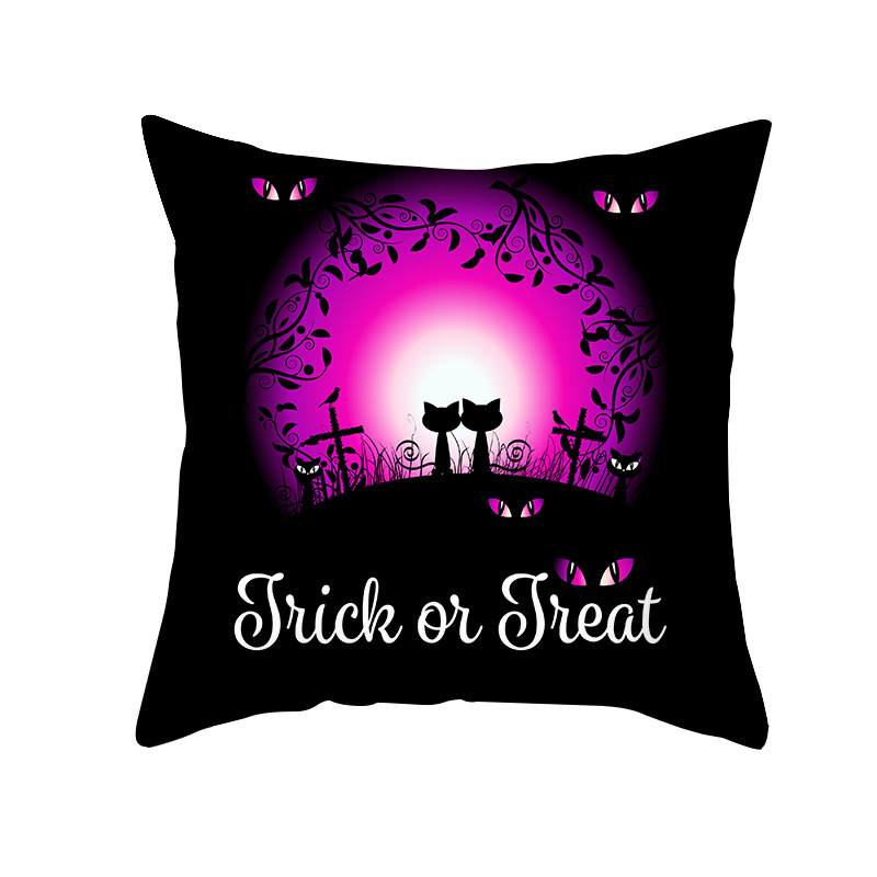 Dark Castle Halloween Pillow Cover 2021 Amazon Household Goods Cartoon Cat Printed Cushion Throw Pillowcase