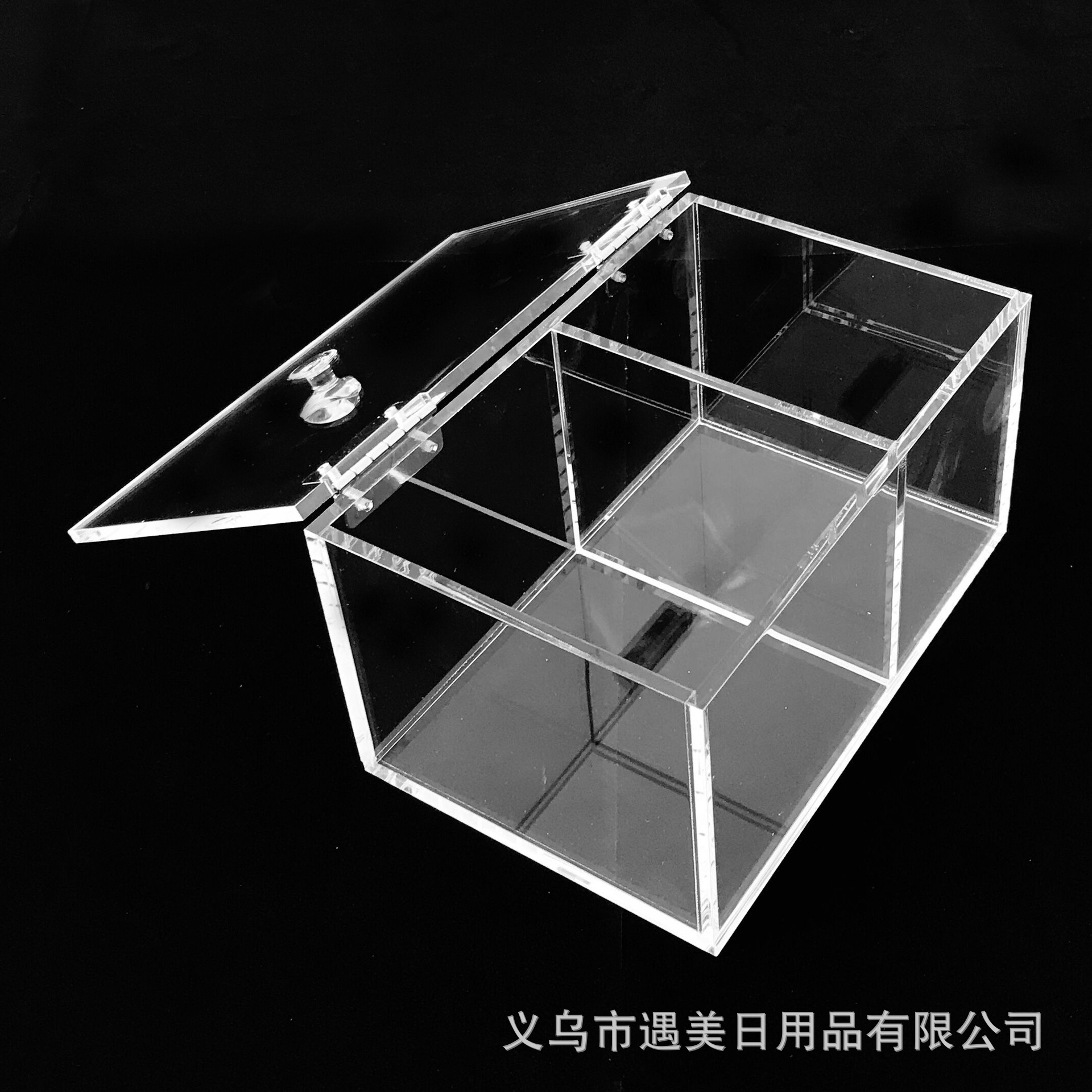 2020 New Acrylic Cotton Swab Storage Box Two Grid Transparent Tissue Box Factory Wholesale