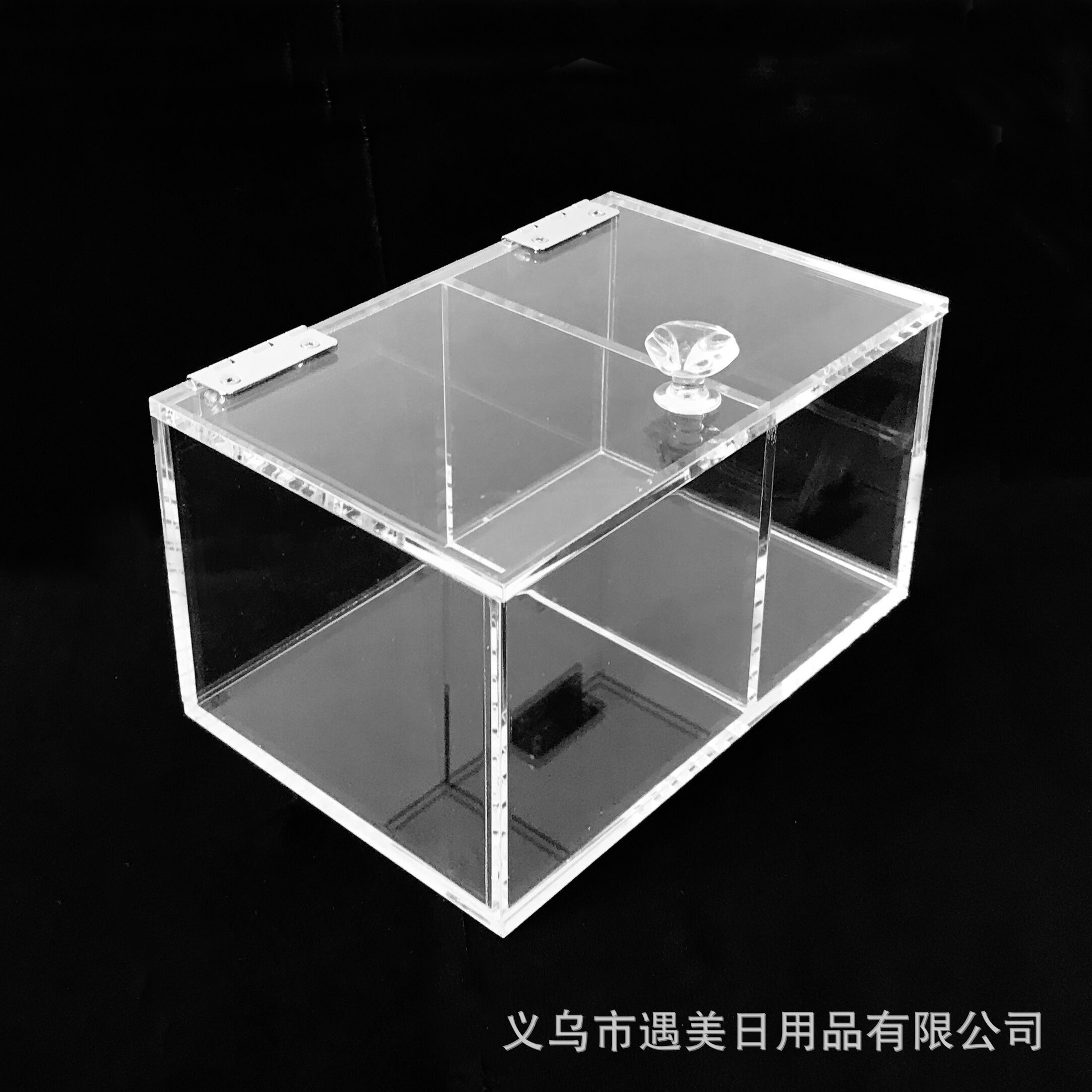2020 New Acrylic Cotton Swab Storage Box Two Grid Transparent Tissue Box Factory Wholesale