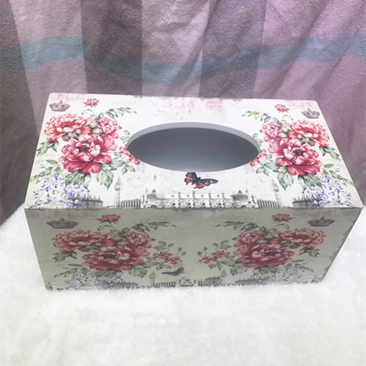 Promotional Simple Spot Korean Style Pastoral Furniture White Wooden Printed Tissue Box Ornaments Promotional Simple Spot Korean Style Pastoral Furniture White Wooden Printed Tissue Box Ornaments