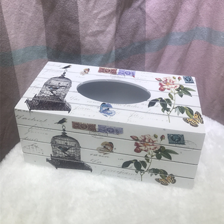 Promotional Simple Spot Korean Style Pastoral Furniture White Wooden Printed Tissue Box Ornaments Promotional Simple Spot Korean Style Pastoral Furniture White Wooden Printed Tissue Box Ornaments