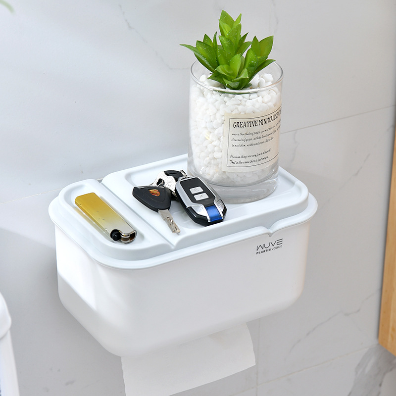 Minimalist Light Luxury Home No Trace Stickers Wall-Mounted Tissue Box Durable, Firm, Simple and Easy to Disassemble Roll Holder Storage Rack