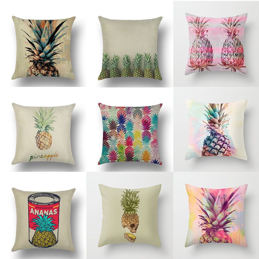 Tropical Fruit Painted Pineapple Flax Pillow Pillow Cover Casual and Comfortable Car and Sofa Office Cushion Cover