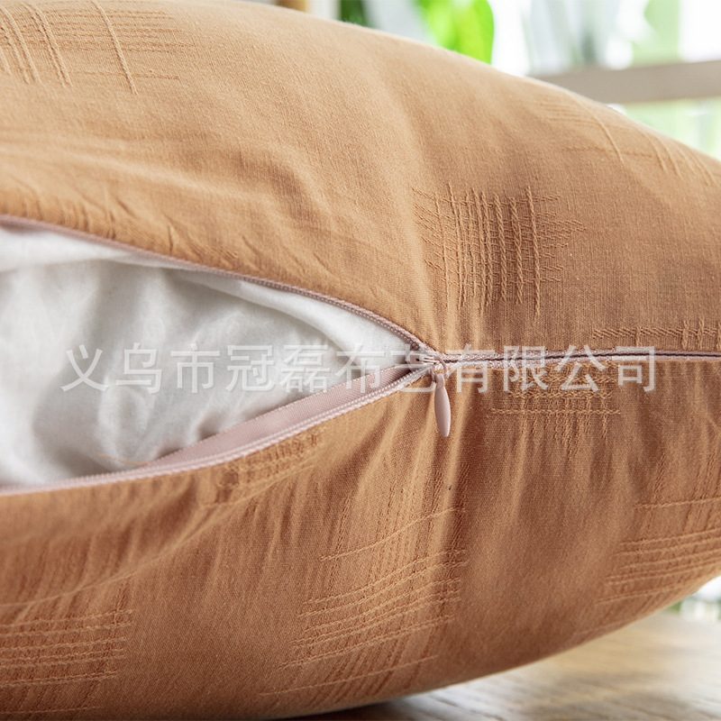 Pillow Double-Sided Cotton Jacquard Grid Pillow Cover Model Room Home Sofa Seat Solid Color Chair Cushion Throw Pillowcase Wholesale