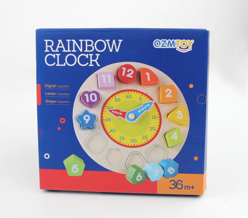 Multifunctional Montessori Teaching Aids Digital Clock Wooden Shape Recognition Learning Alarm Clock Early Education Educational Children's Toys