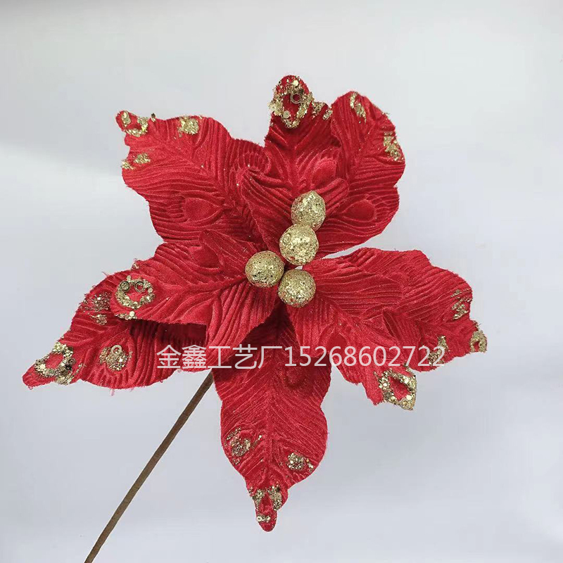 32cm DIY Artificial Christmas Flowers Simulation Flowers Christmas Tree Ornaments Wedding Christmas Decoration Flower He