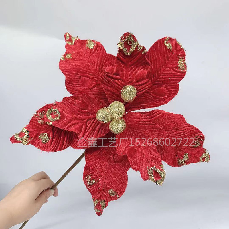 32cm DIY Artificial Christmas Flowers Simulation Flowers Christmas Tree Ornaments Wedding Christmas Decoration Flower He