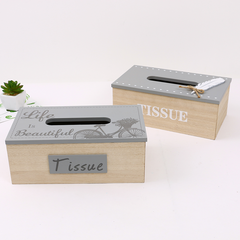 Vintage Tissue Box Living Room Creative Simple Paper Box Household Coffee Table English Letters Wooden Napkin Paper Box